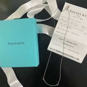 tiffany & co authentic sterling silver mini t smile necklace 16/18 inch.